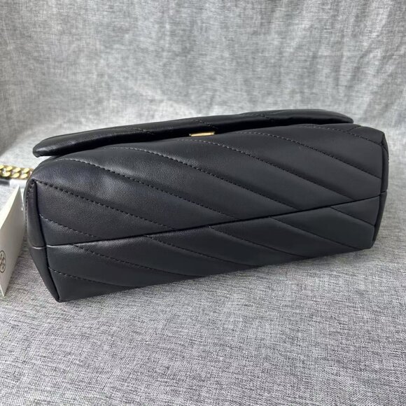 NO.726 TORY BURCH SMALL KIRA CHEVRON SHOULDER BAG IN BLACK - Picture 8 of 11